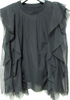 NOBLE JAPAN. 23SS Collection Black Tulle Cut and Sewn, Sleeveless Top
