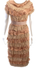 Lanvin Paris.  Beige Viscose Short Sleeve Midi Sheath Dress