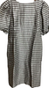 ADORE JAPAN. Grey Puff Sleeve Striped Linen Dress