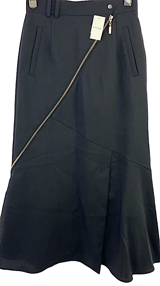 UNITED TOKYO JAPAN. NEW. NEW W/TAGS. Black Poly/Rayon Bias Zipper Skirt