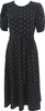 DONNA KARAN DKNY  Black Polka Dot Knee Length Round Neck Fit & Flare Dress