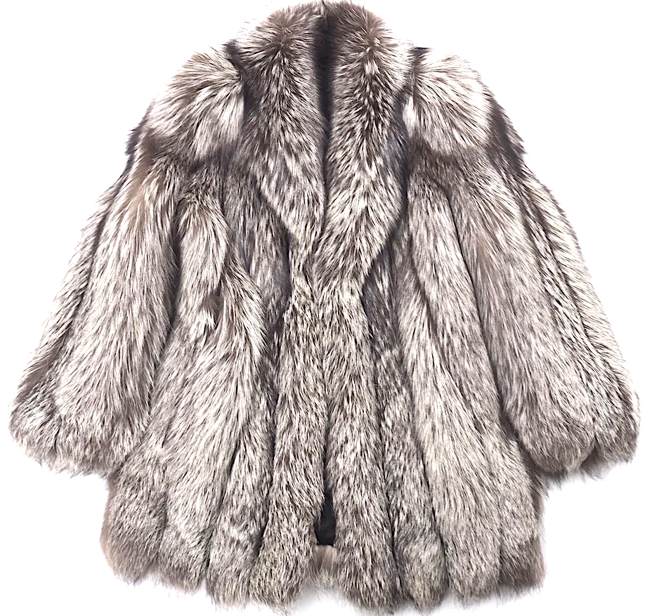 SAGA FOX TUNDORA FURS SOUTH KOREA. Silver Fox Real Fur Long Coat Luxury Vintage