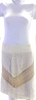 Chloe Paris. White/Beige Linen Knit Detail Knee Length Pencil Skirt