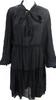 CHLOE PARIS. See by Chloe. Black Mini Silk High Neck Tie Long Sleeve Dress