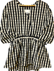 troisiemechaco Japan. Navy Check Rayon/Tencel Blend Gathered Blouse