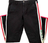 Gucci Italy. UNISEX Black Cotton Polyurethane Red Stripe Gucci Logo Pants