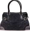 Ferragamo Italy. Black Canvas/Leather Shoulder Bag / Hand Bag