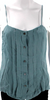 Nili Lotan NY. Teal Blue Pleated Detail Silk Spaghetti Strap Button Down Blouse