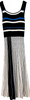 Diagram Grace Continental Japan. White/Black/Blue Striped Pleated Knit Dress