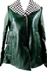 Marni Italy. Green Distressed Nylon/Houndstooth Pattern Collar Coat
