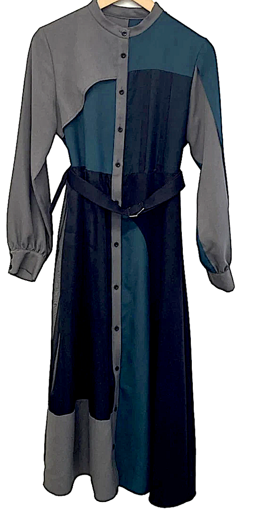 UNITED TOKYO JAPAN. Multi-Color Gray Blue Green Black Dress