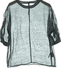 NOBLE JAPAN. Black Semi Sheer Linen Blend Blouse