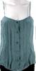 Nili Lotan NY. Teal Blue Pleated Detail Silk Spaghetti Strap Button Down Blouse