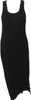 Rag & Bone NY. Black Bodycon Cotton Scoop Neck Midi Sleeveless Dress