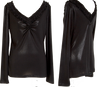 JEAN PAUL GAULTIER PARIS. Black Gather Neck Shiny Top