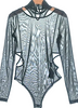 UNITED TOKYO JAPAN. Black Cut/Sew Semi Sheer Bodysuit