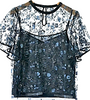UNITED TOKYO JAPAN. BlackxBlue Semi Sheer Flower Pattern Blouse
