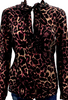 DONNA KARAN DKNY Jeans NY. Multi-Color  Animal Print Collared Long Sleeve Blouse