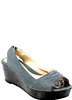 Fendi Italy. Gray Wedge Heel Platform Snake Embossed Slingback Sandals  Size 40