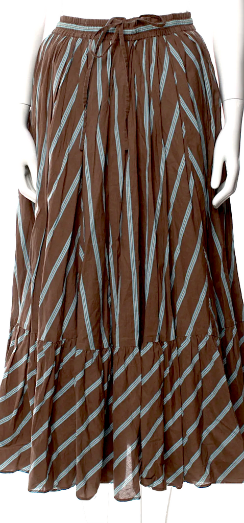 United Arrows Japan. Cotton Blend Striped Midi Length Skirt