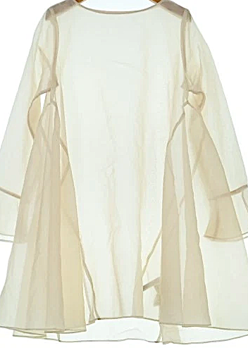 NOBLE JAPAN. Beige Semi-Sheer Long Sleeve PolyTech Nylon Top