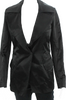 Donna Karan. Black Collared Button Cotton/Nylon Long Sleeve Blazer