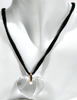 Baccarat FRANCE. SIGNED Vintage Crystal Stainless Steel Goldplated Heart Pendant Necklace