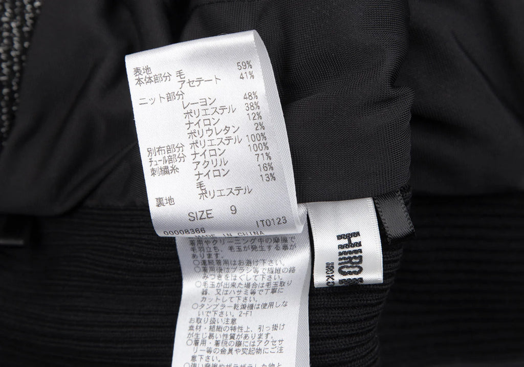 HIROKO KOSHINO  HIROKO BIS JAPAN. Piping Stitched Black Shawl-collar Jacket