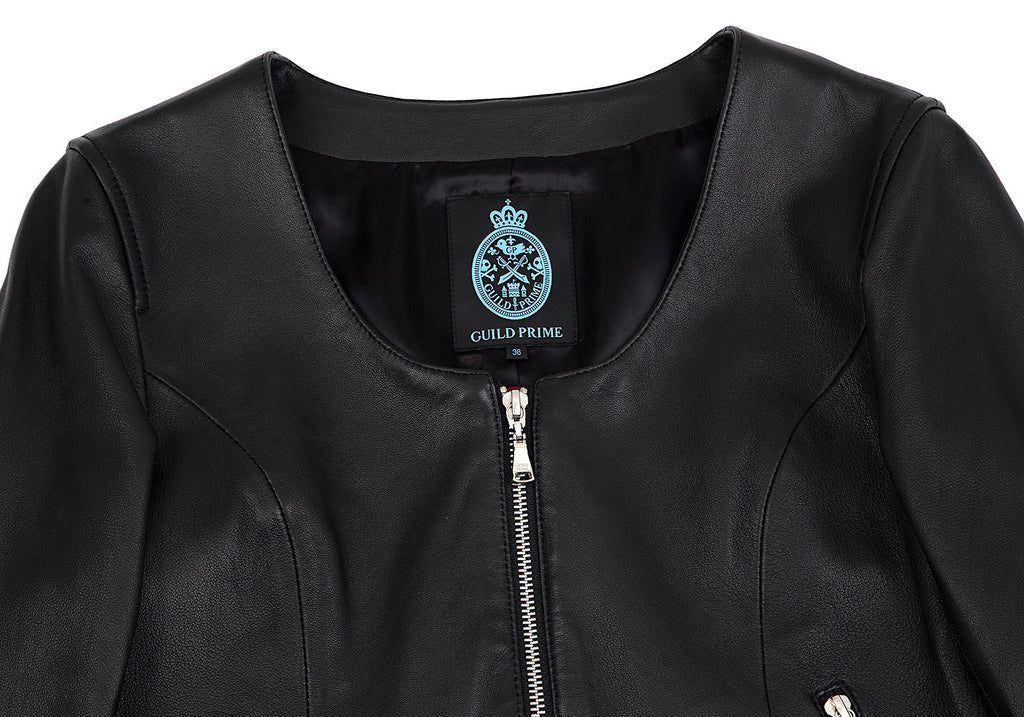 GUILD PRIME Japan. Black Lambskin  Leather Jacket