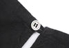 YOHJI YAMAMOTO JAPAN. Y's for living Black Cotton Stripe Woven Short Sleeve Keyhole Back Accent Dress