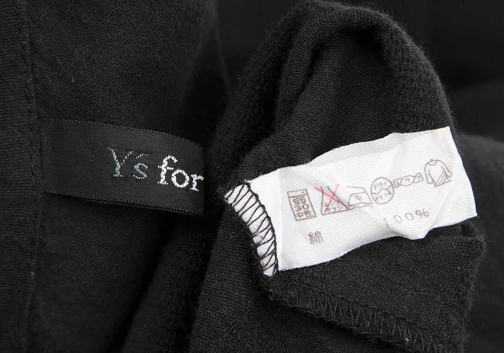 YOHJI YAMAMOTO JAPAN. Y's for living Black Cotton Stripe Woven Short Sleeve Keyhole Back Accent Dress
