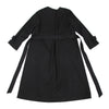SHIPS JAPAN. Black Collarless Belted Wrap Poly Coat