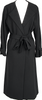 SHIPS JAPAN. Black Collarless Belted Wrap Poly Coat