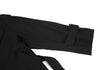 SHIPS JAPAN. Black Collarless Belted Wrap Poly Coat