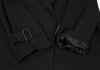 SHIPS JAPAN. Black Collarless Belted Wrap Poly Coat