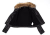 THYSKEN'S THEORY. Raccoon Fur Collar Black LambskinLeather Biker Jacket / Evening Jacket.   MANY MORE FURS AND FAUX FURS IN STORE NOW