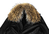 THYSKEN'S THEORY. Raccoon Fur Collar Black LambskinLeather Biker Jacket / Evening Jacket.   MANY MORE FURS AND FAUX FURS IN STORE NOW