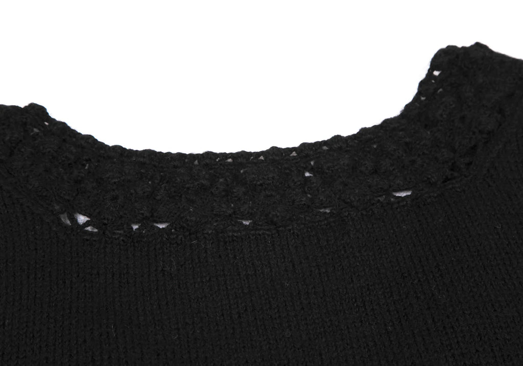 TOMORROWLAND  MACPHEE JAPAN. Black Hand Knit Sleeveless Shirt