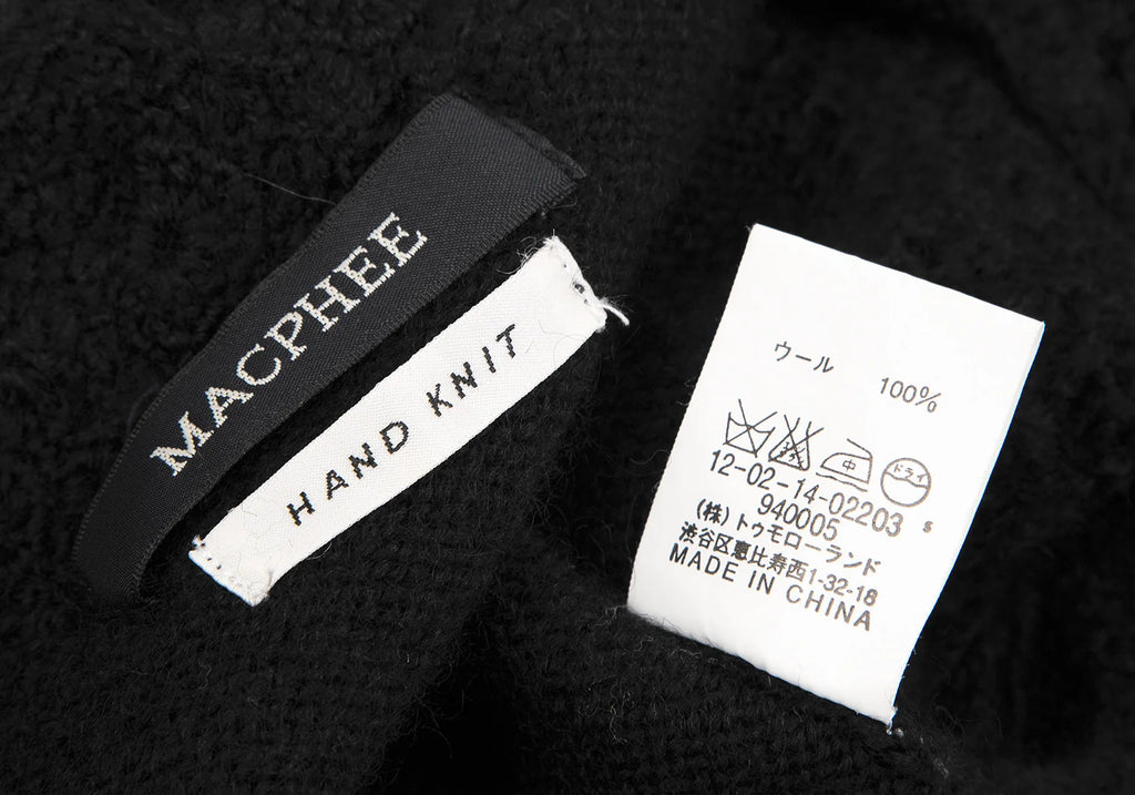 TOMORROWLAND  MACPHEE JAPAN. Black Hand Knit Sleeveless Shirt