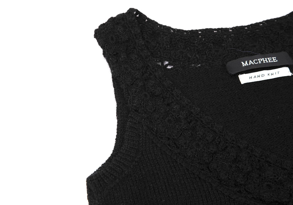 TOMORROWLAND  MACPHEE JAPAN. Black Hand Knit Sleeveless Shirt