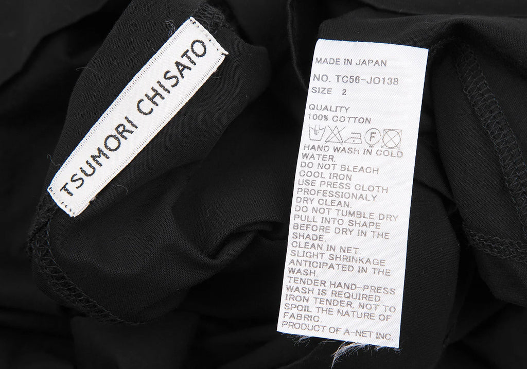 TSUMORI CHISATO JAPAN. Black Cotton Raglan Sleeve Semi-Sheer Cardigan Style Top