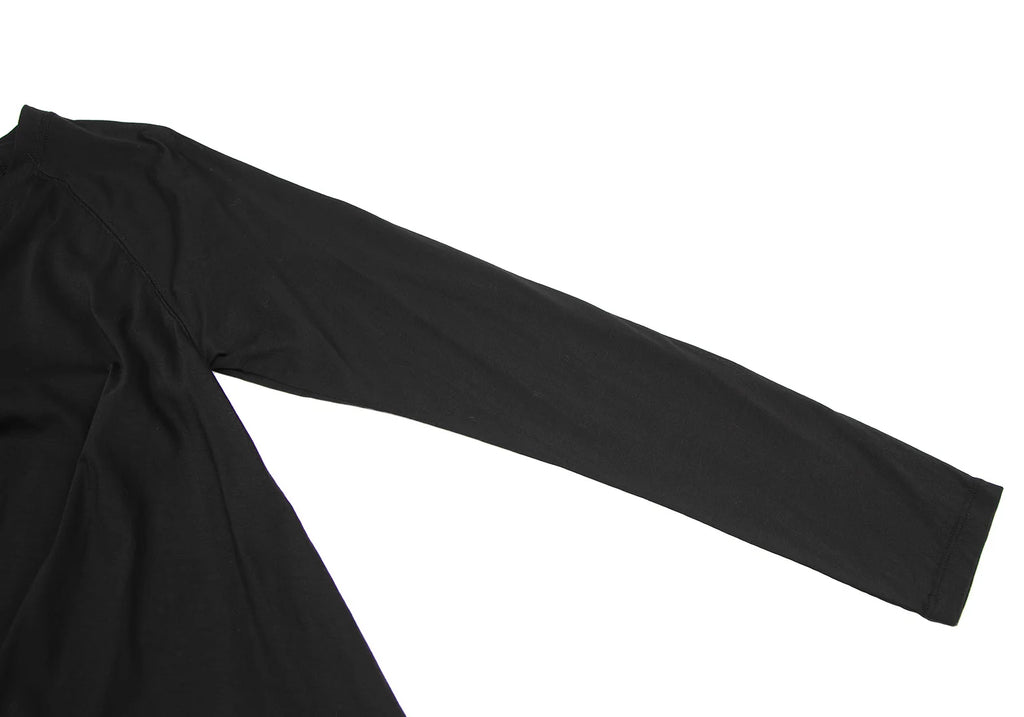 TSUMORI CHISATO JAPAN. Black Cotton Raglan Sleeve Semi-Sheer Cardigan Style Top