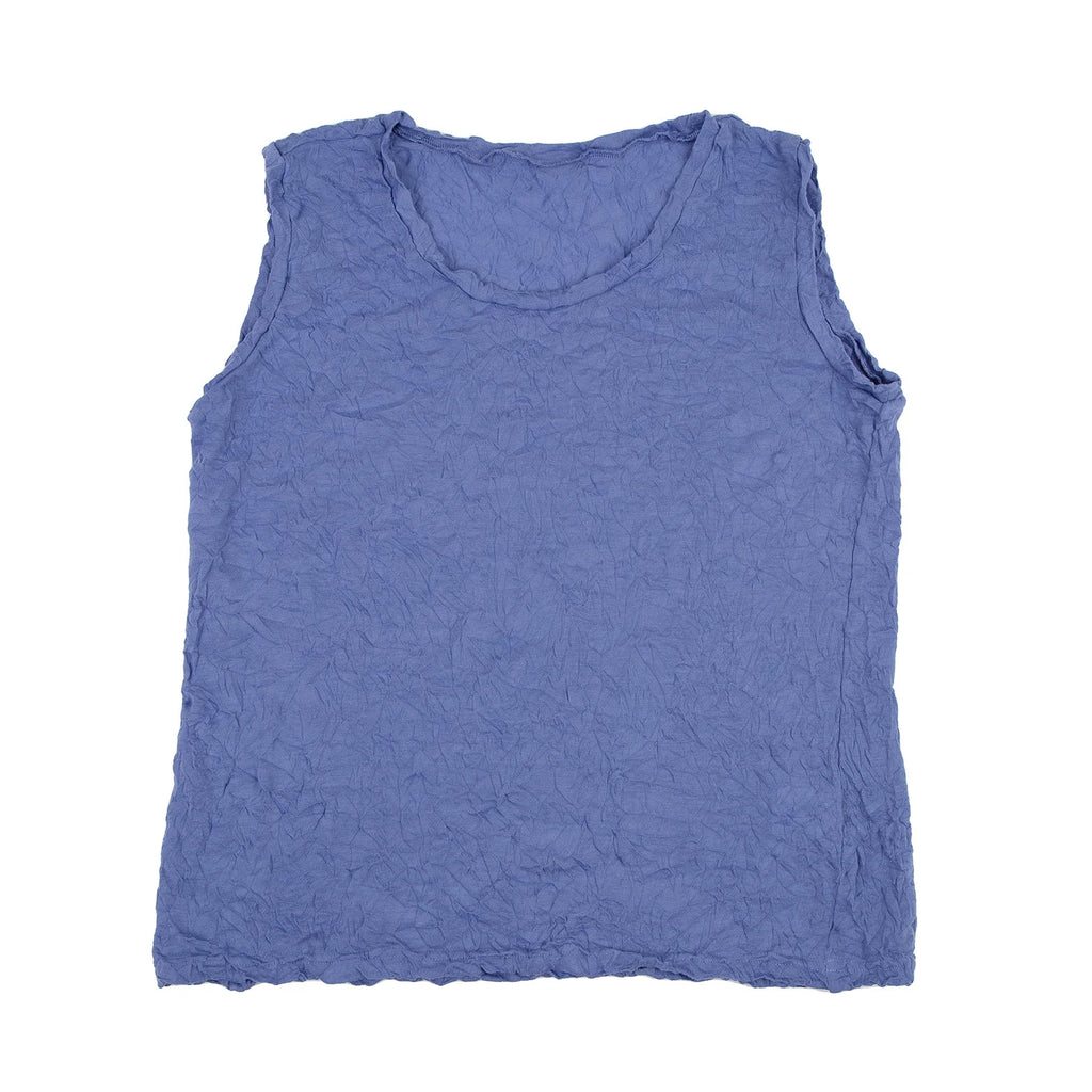 ISSEY MIYAKE JAPAN. "me" Blue Wrinkle Pleats Sleeveless Shirt