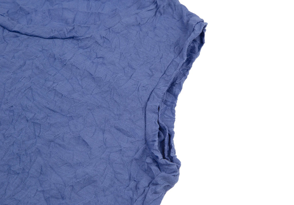 ISSEY MIYAKE JAPAN. "me" Blue Wrinkle Pleats Sleeveless Shirt