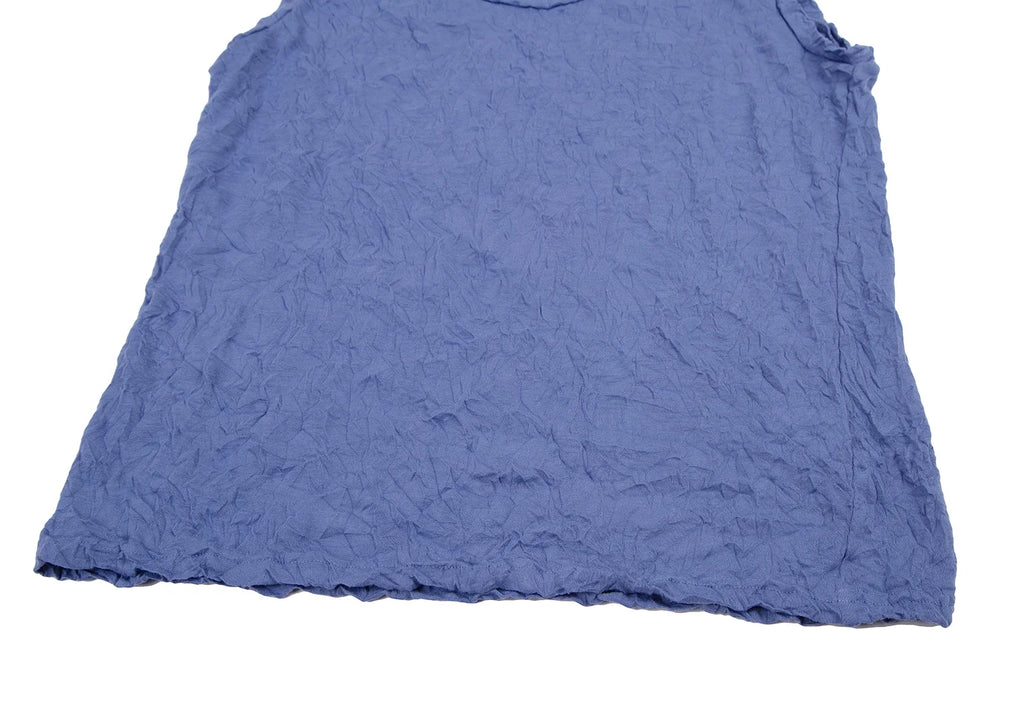 ISSEY MIYAKE JAPAN. "me" Blue Wrinkle Pleats Sleeveless Shirt
