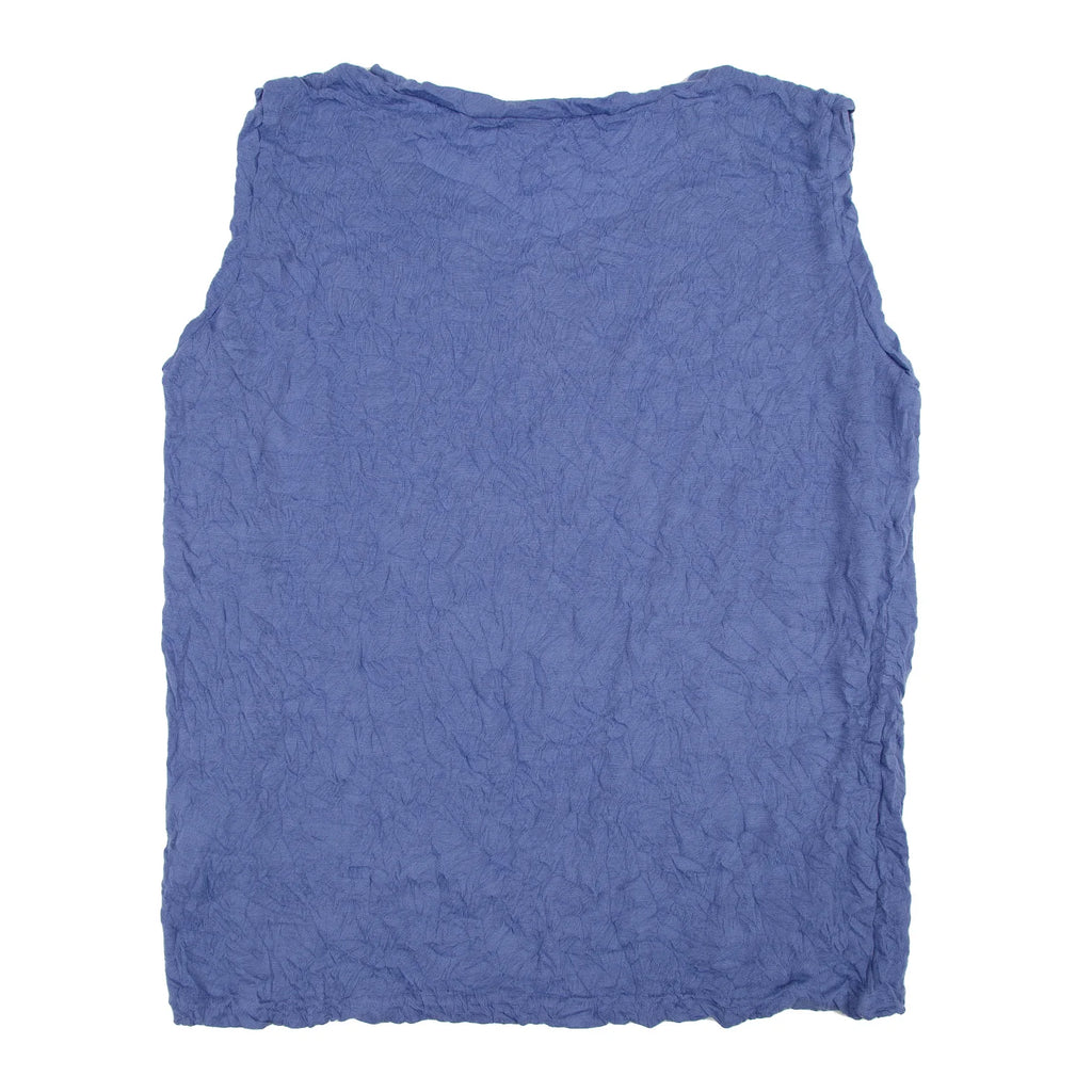 ISSEY MIYAKE JAPAN. "me" Blue Wrinkle Pleats Sleeveless Shirt