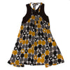 YOHJI YAMAMOTO JAPAN. Y's Cotton/Rayon Blend Circle Dot Brown Printed Switching Sleeveless Dress