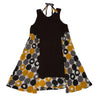 YOHJI YAMAMOTO JAPAN. Y's Cotton/Rayon Blend Circle Dot Brown Printed Switching Sleeveless Dress