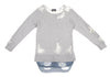 MIHARA YASUHIRO Japan.Denim Hem Grey Layered Distressed/Destroy Sweat Shirt