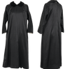 Comme des Garcons Japan. Black Peter Pan Collar Shiny Wool Silk Dress